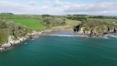 4K Forward Flight Towards Beach on the South Devon Coast Stock Footage 170952157