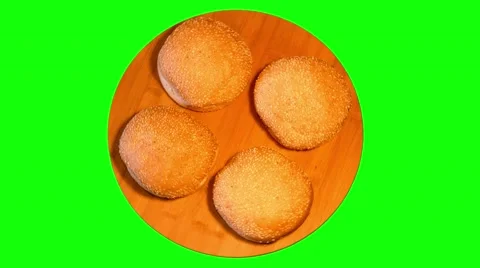 4k four  hamburger buns Stock Footage 49422876