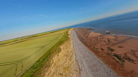 4K FPV Aerial view of monk nash beach known as the jurassic coast, stunning fast 스톡 동영상 198893908