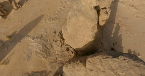 4k FPV Drone Shot diving and orbiting rock formations in Saudi Arabia #18 Stock Footage 243102047