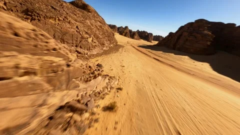 4k FPV Drone Shot flying between rock formations in Saudi Arabia #5 Stock Footage 242991253