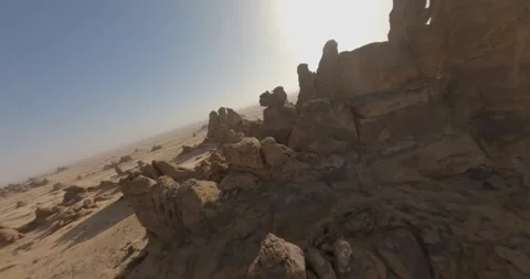 4k FPV Drone Shot flying between rock formations in Saudi Arabia #9 Stock Footage 242995608