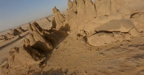 4k FPV Drone Shot flying between rock formations in Saudi Arabia #15 Stock Footage 243101911