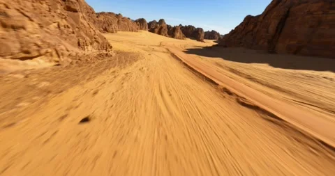4k FPV Drone Shot flying between rock formations in Saudi Arabia #20 Stock Footage 243102046