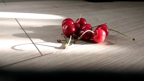 4K fresh cherries on the table Stock Footage 111686721