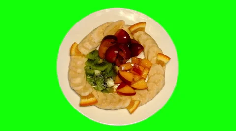 4k – Fruit salad on plate Video stock 56255105