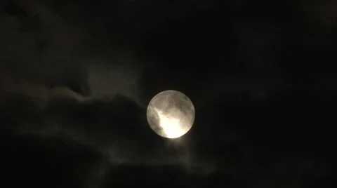 4K Full Moon On Cloudy Night Stock Footage 63320869