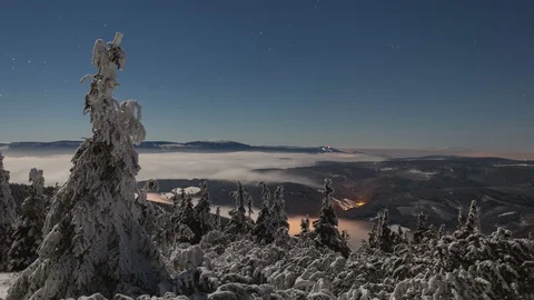 4K Full moon illuminates landscape Stock Footage 119170120