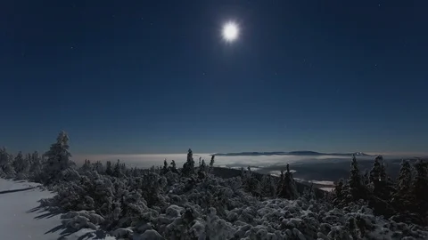 4K Full moon illuminates landscape 2 Stock Footage 119172930