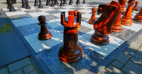 4K Full Sized Chess PIece Set, Butchart Gardens, Victoria Canada Stock Footage 41611308