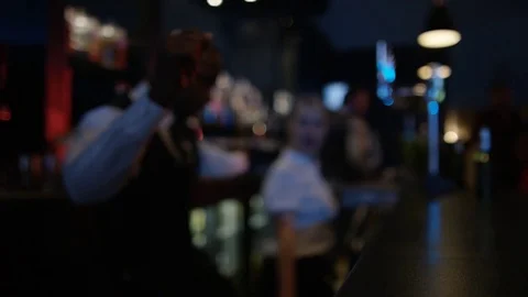 4K Fun Bar Staff Dancing &amp; Enjoying The Atmosphere In Lively Nightclub 動画素材 75656889