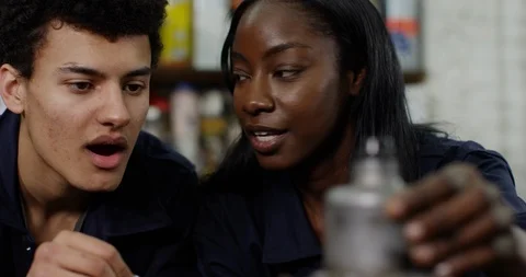 4K Funny concept of students in engineering class making mistake &amp; walking away Stock Footage 112270393