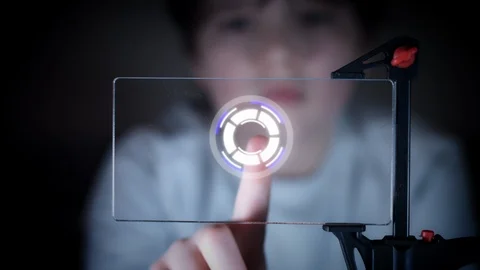 4K Future Transparent Smart Device, Boy ... | Stock Video | Pond5