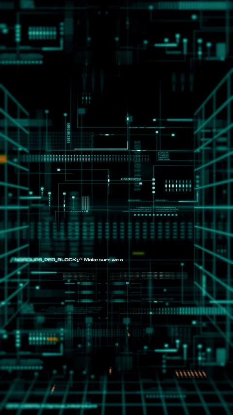 4K futuristic background with digital data code and HUD elements, ideal Stock Footage 284920682