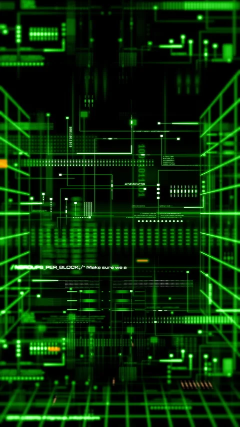 4K futuristic background with digital data code and HUD elements, ideal Stock Footage 284924673