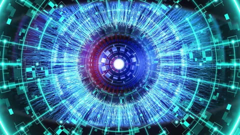 4K Futuristic Data Eye Animation for Tech Backgrounds Video stock 315582115