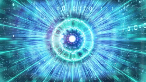 4K Futuristic Data Eye Animation for Tech Backgrounds Video stock 315610522