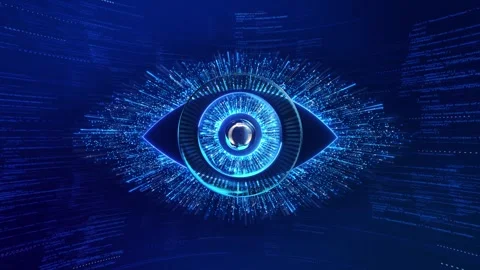 4K Futuristic digital eye scanner Software Programming Digital eye technology Stock Footage 333970546