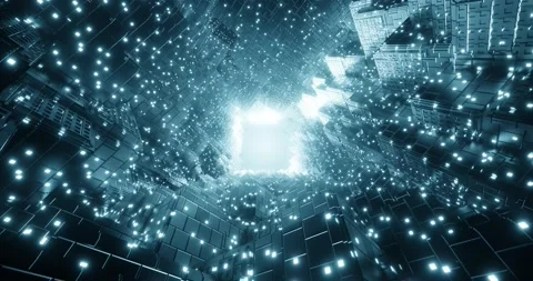 4k Futuristic Glowing Sci-Fi Tunnel. Abstract smooth infinitely looped animation Stock Footage 189206342