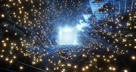 4k Futuristic Glowing Sci-Fi Tunnel. Abstract smooth infinitely looped animation Stock Footage 189206345