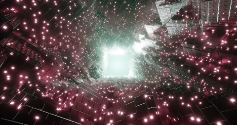 4k Futuristic Glowing Sci-Fi Tunnel. Abstract smooth infinitely looped animation Stock Footage 189206377