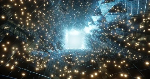 4k Futuristic Glowing Sci-Fi Tunnel. Abstract smooth infinitely looped animation Stock Footage 189206392