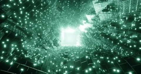 4k Futuristic Glowing Sci-Fi Tunnel. Abstract smooth infinitely looped animation Stock Footage 189206425