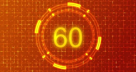 4K Futuristic HUD Countdown Timer Animation with Neon Circular on Grid BG. Stock Footage 340604497