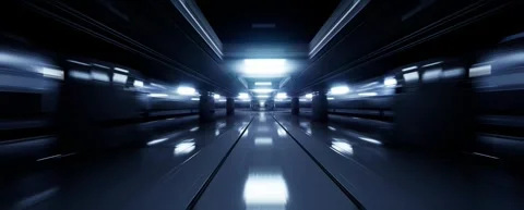 4K Futuristic Sci-Fi Corridor Animation Pack, First Person Spaceship Tunnel Flyt Stock Footage 340879623