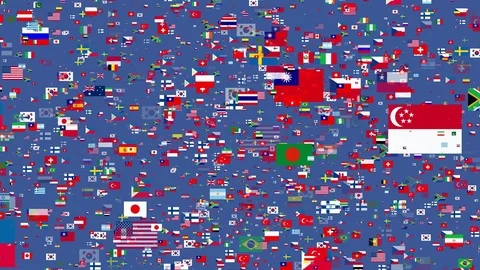 4K- Fying Flags of the World, Different Kind of Countries Stock Footage 80574146