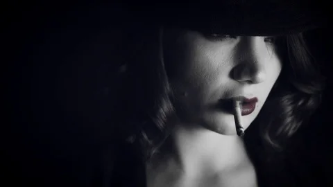4k Gagster Style Woman Portrait with Cigarette Stock Footage
