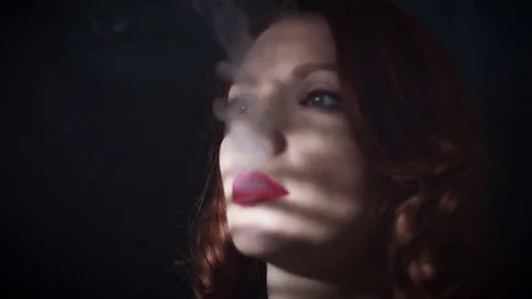 4k Gagster Style Woman Portrait with Smoke Stock Footage