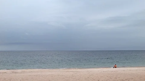 4K General view of spring empty beach Stock-Footage 99933421