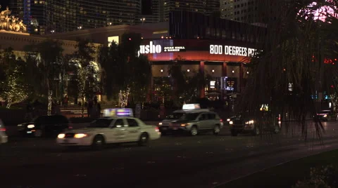 4K: Generic Las Vegas Strip Traffic &amp; Skyline Stock Footage 63102041