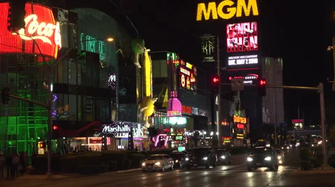 4K: Generic Las Vegas Strip Traffic &amp; Skyline Stock-Footage 63103037
