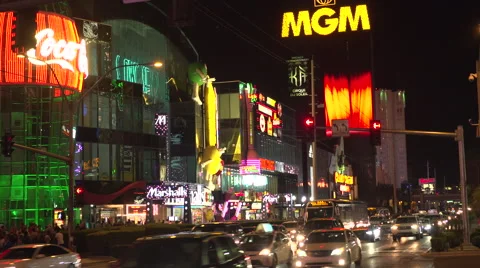4K: Generic Las Vegas Strip Traffic &amp; Skyline Stock Footage 63103534