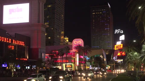 4K: Generic Las Vegas Strip Traffic &amp; Skyline Stock Footage 63105385