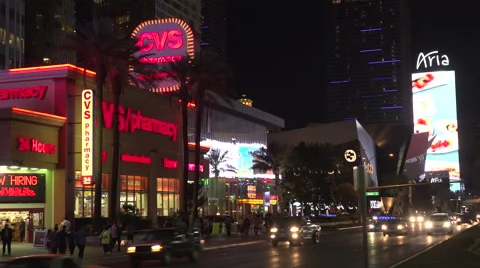 4K: Generic Las Vegas Strip Traffic &amp; Skyline Stock Footage 63105875