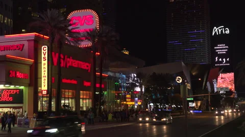 4K: Generic Las Vegas Strip Traffic &amp; Skyline Stock Footage 63106006