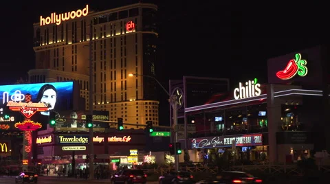 4K: Generic Las Vegas Strip Traffic &amp; Skyline Stock Footage 63106277