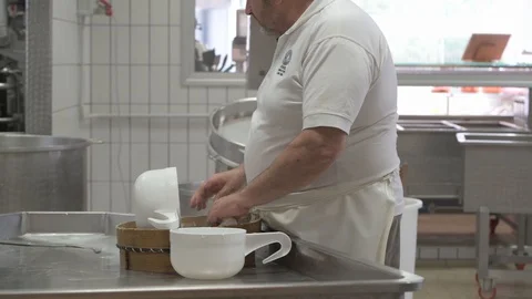 4K genuine mozzarella production process Stock Footage 92302639