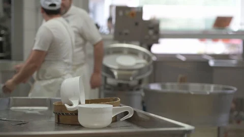 4K genuine mozzarella production process Stock Footage 92302654