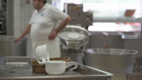 4K genuine mozzarella production process Stock Footage 92302663