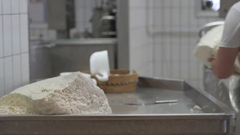 4K genuine mozzarella production process Stock Footage 92302671