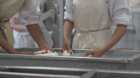 4K genuine mozzarella production process Stock Footage 92304142