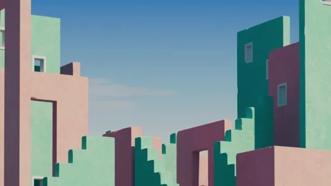4K Geometric Architectural Animation La Muralla Roja Kasbah Inspired Видео 339269846