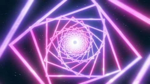 4K geometric tunnel in space. Glowing endless tunnel among the stars. Stock Footage 283183151