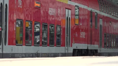 4K Germany train rail station local transportation people commute travel journey Stock Footage 55315139