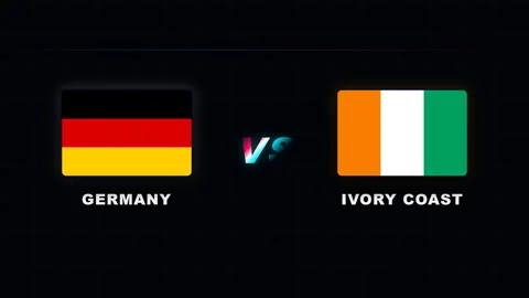 4K Germany vs Ivory Flag Coast Soccer Match Action Stock Footage 335688487