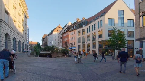 4K Germany walking in Nuremberg amidst historical part architecture steadicam Video stock 113096554